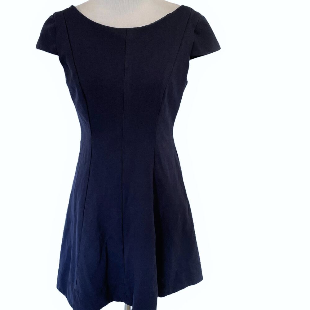 Shoshanna Navy Fit & Flare Dress Womens XS Blue Cap Sleeve Minimalist Capsule